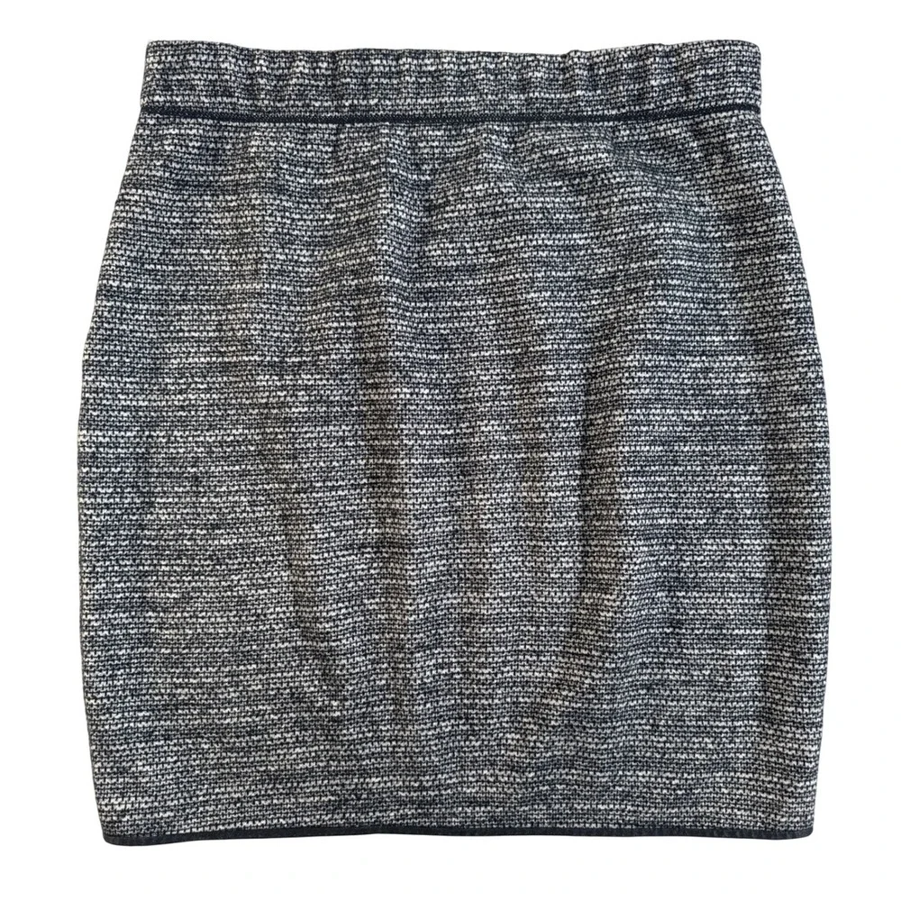 MAX STUDIO Black Grey Knit Mini Pencil Stretch Skirt Elastic‎ Waist Women's XS